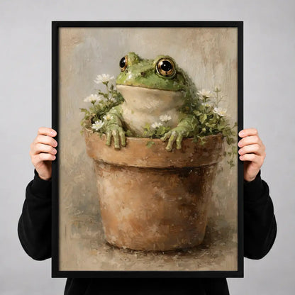 Happy Frog in Flower Pot Wall Art 3