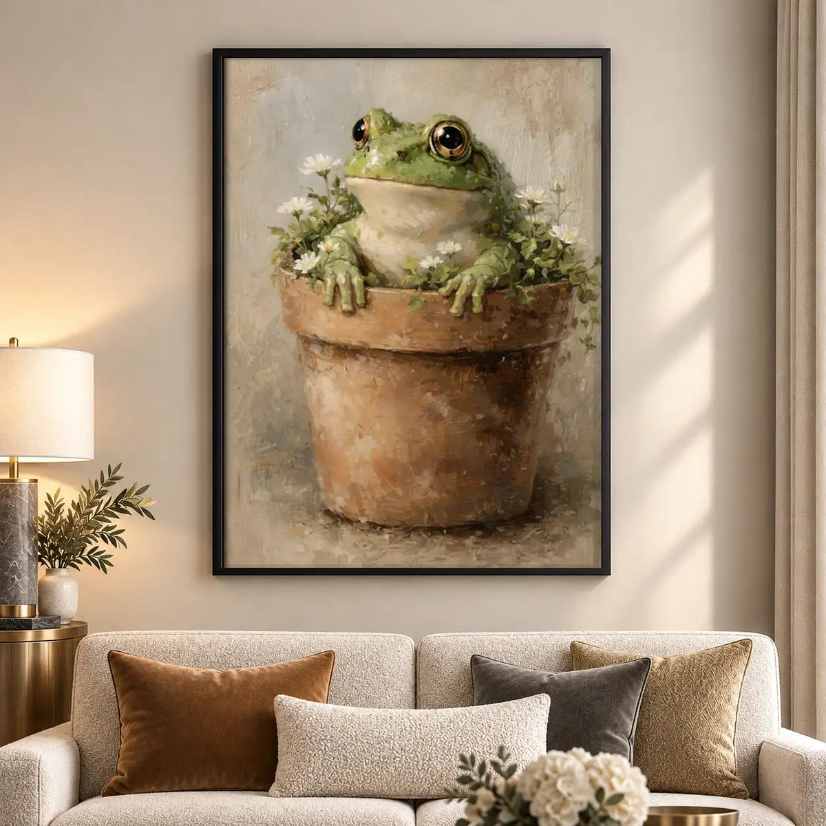 Happy Frog in Flower Pot Wall Art 5