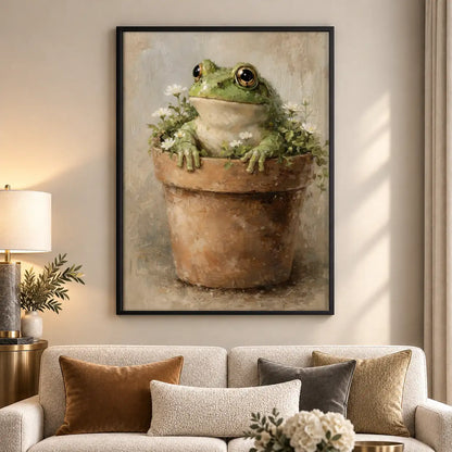 Happy Frog in Flower Pot Wall Art 5
