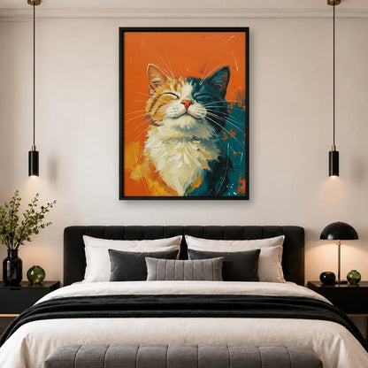 Happy Orange Cat Portrait Wall Art 4