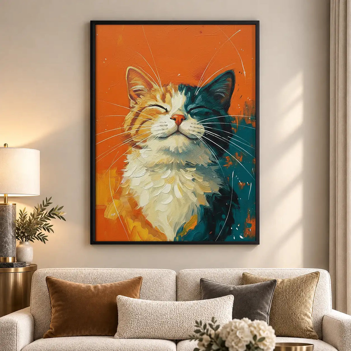 Happy Orange Cat Portrait Wall Art 5