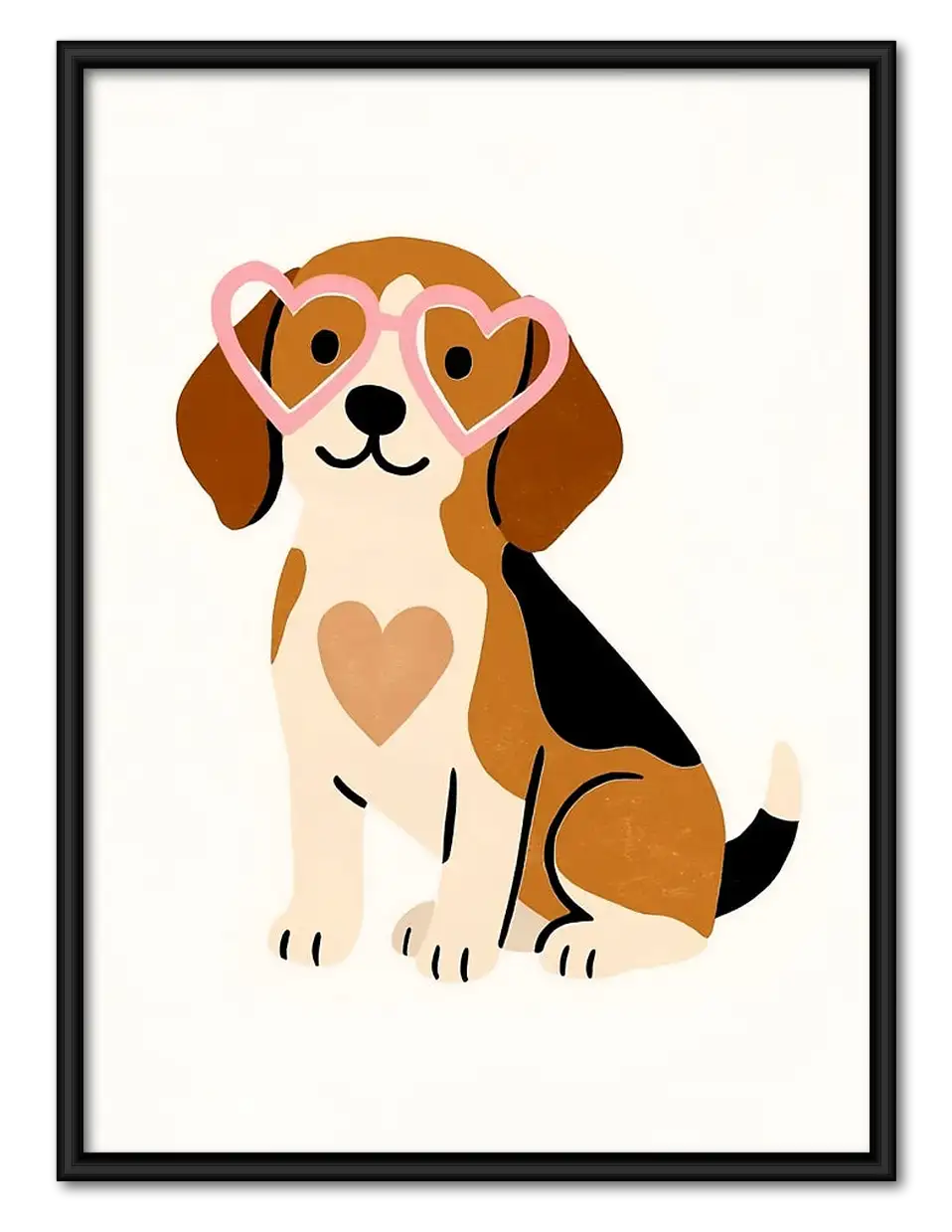 Happy Puppy with Heart Patches Wall Art 1