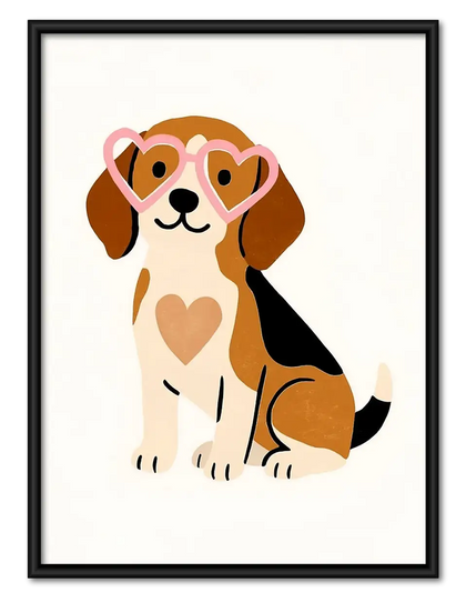Happy Puppy with Heart Patches Wall Art