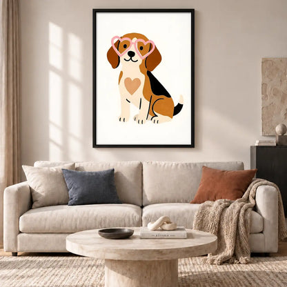 Happy Puppy with Heart Patches Wall Art 2