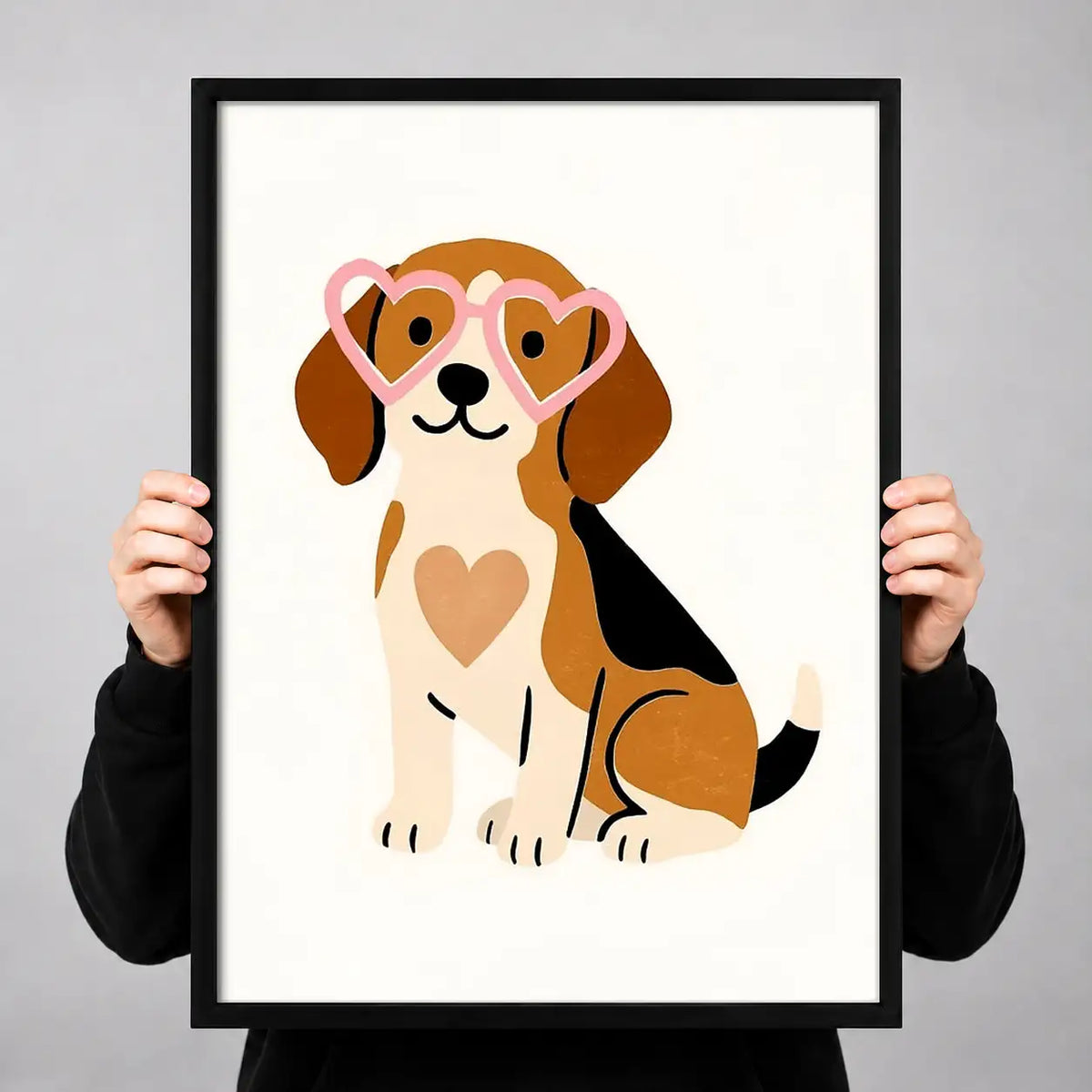Happy Puppy with Heart Patches Wall Art 3