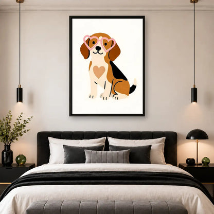Happy Puppy with Heart Patches Wall Art 4