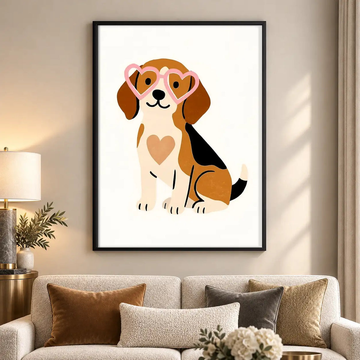 Happy Puppy with Heart Patches Wall Art 5