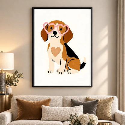 Happy Puppy with Heart Patches Wall Art 5