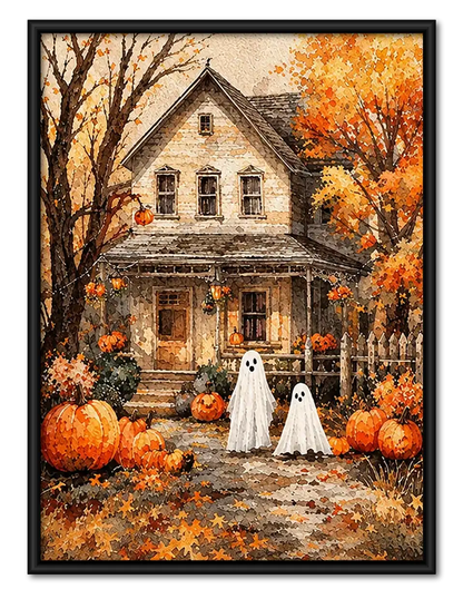 Haunted Autumn House Wall Art 1