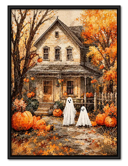 Haunted Autumn House Wall Art