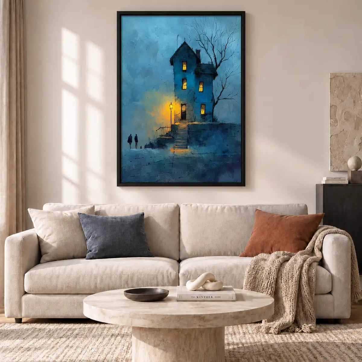 Haunted Blue House at Night Wall Art 2
