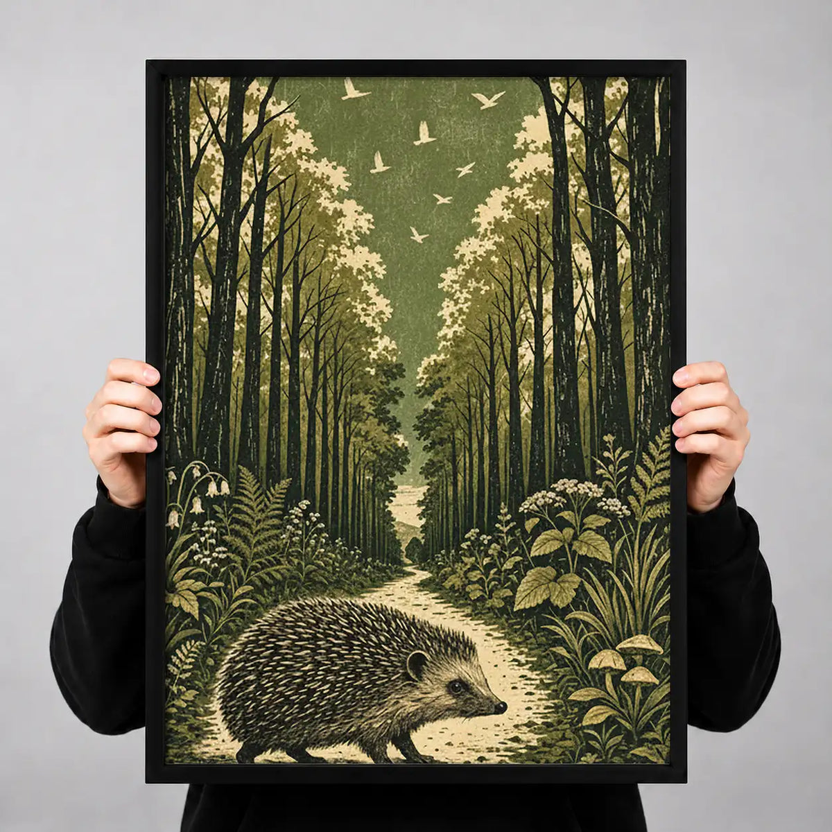 Hedgehog Wandering Sunlit Forest Wall Art 3