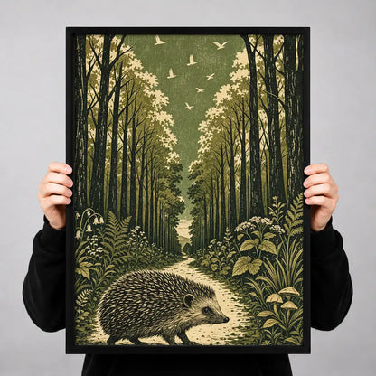 Hedgehog Wandering Sunlit Forest Wall Art 3