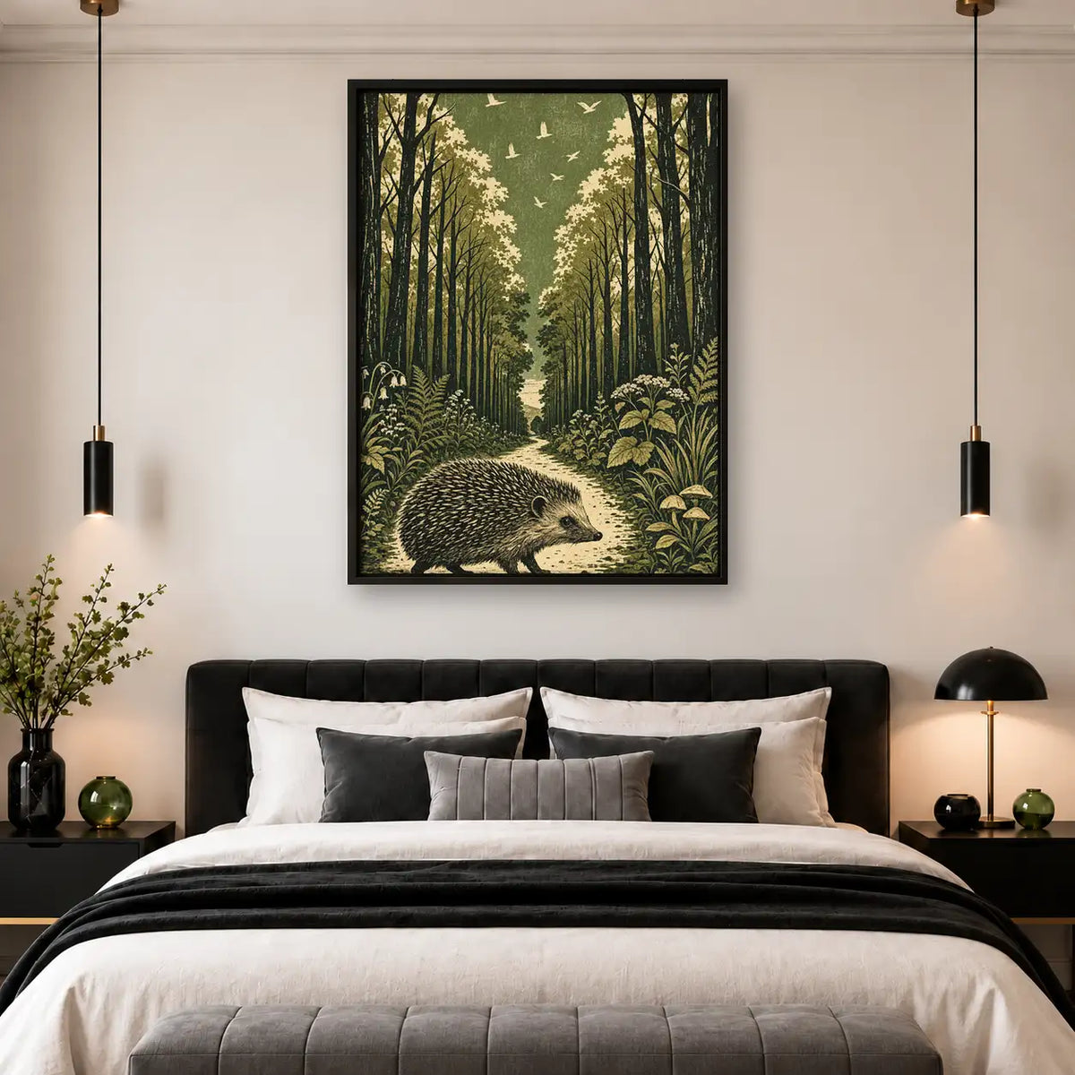 Hedgehog Wandering Sunlit Forest Wall Art 4