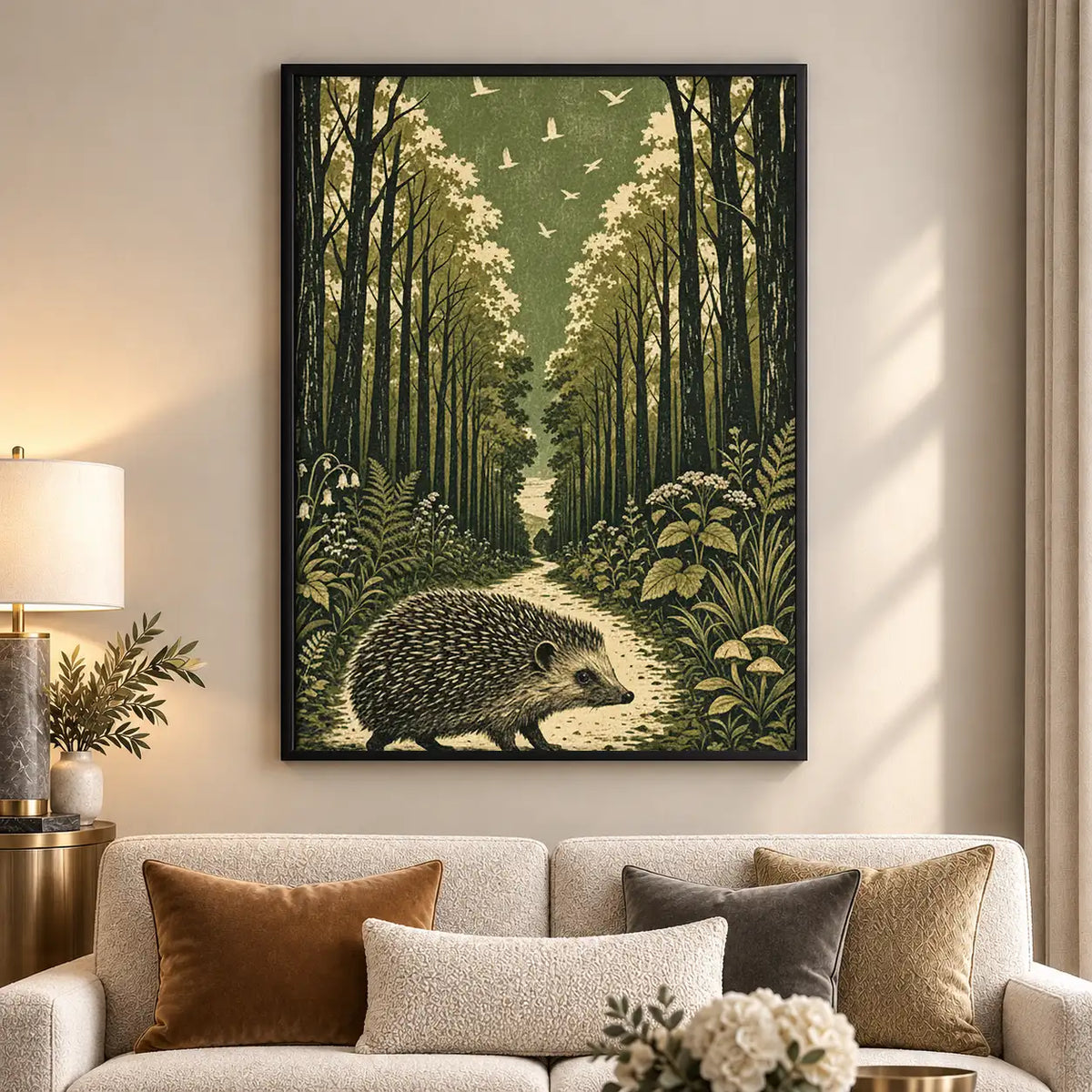 Hedgehog Wandering Sunlit Forest Wall Art 5