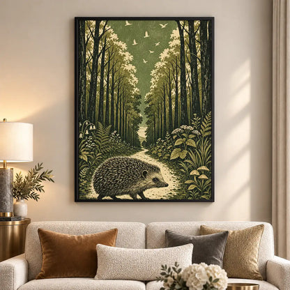 Hedgehog Wandering Sunlit Forest Wall Art 5