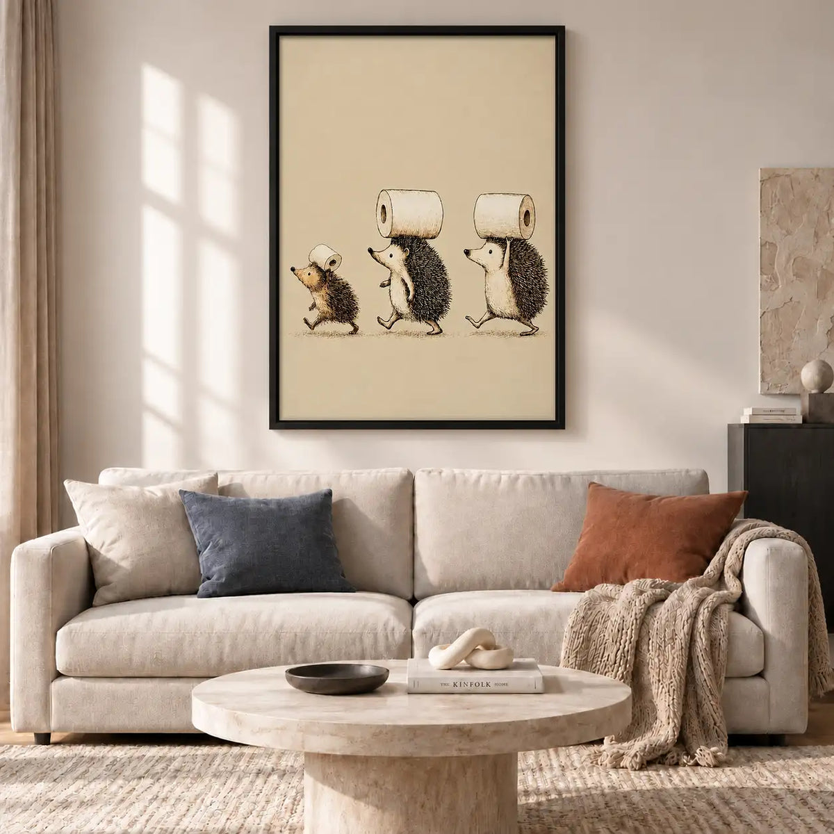Hedgehogs Carrying Toilet Paper Wall Art 2