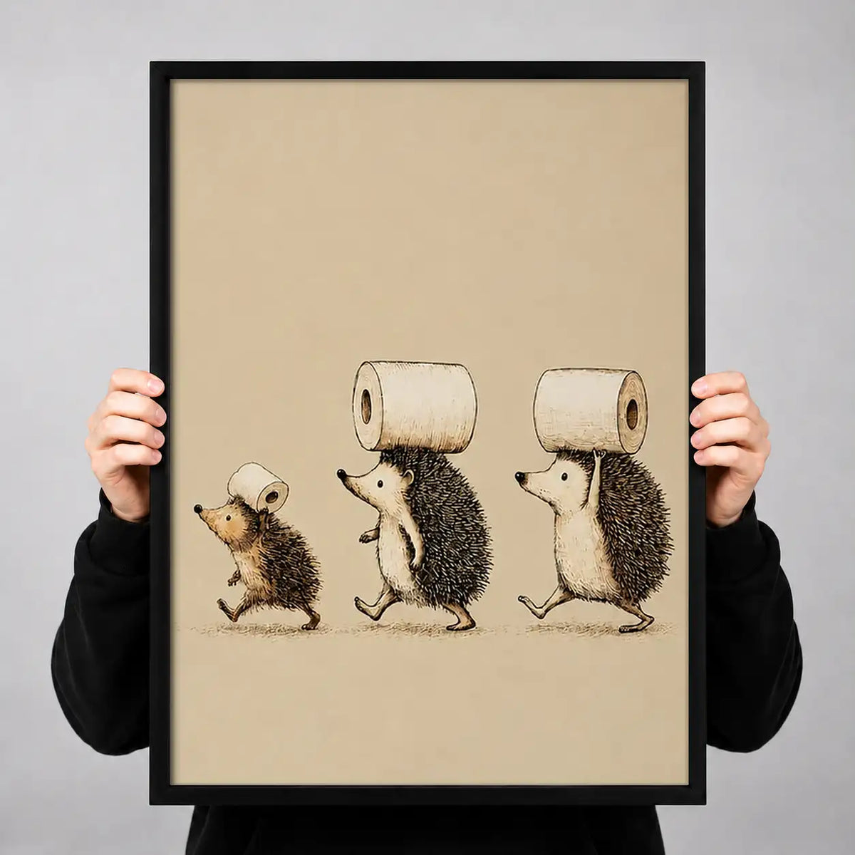 Hedgehogs Carrying Toilet Paper Wall Art 3