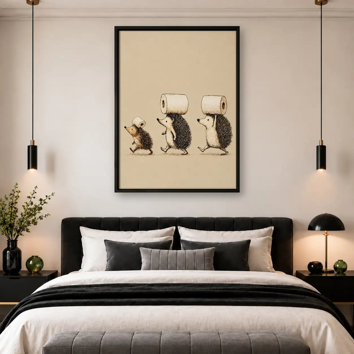 Hedgehogs Carrying Toilet Paper Wall Art 4