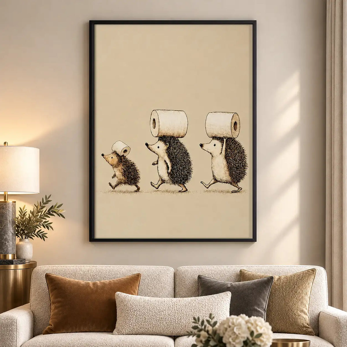 Hedgehogs Carrying Toilet Paper Wall Art 5