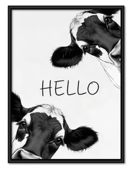 Hello Curious Cow Faces Wall Art