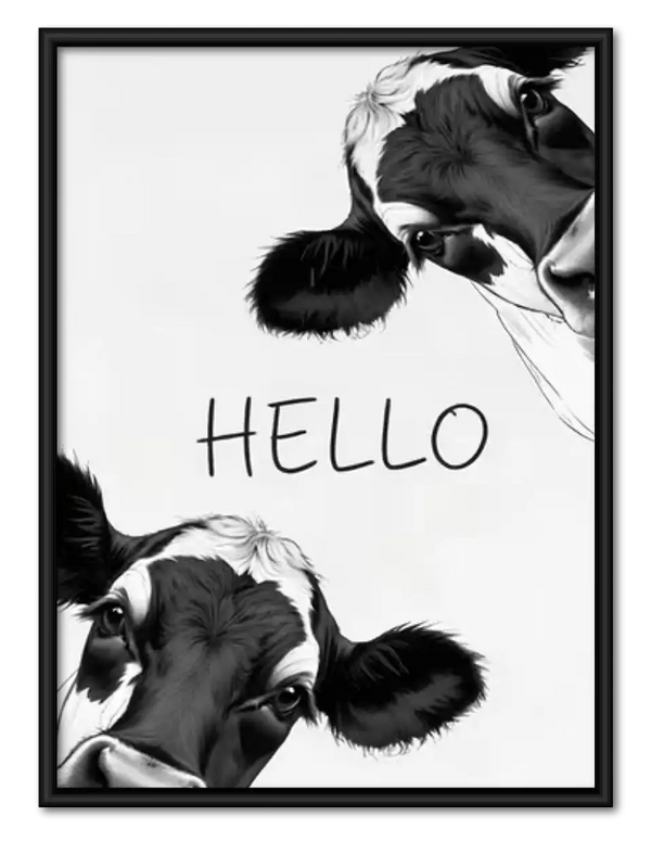 Hello Curious Cow Faces Wall Art