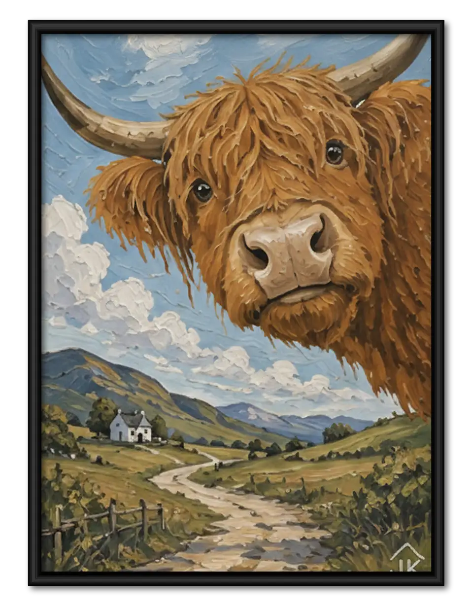 Highland Cow Mountain Portrait Wall Art 1