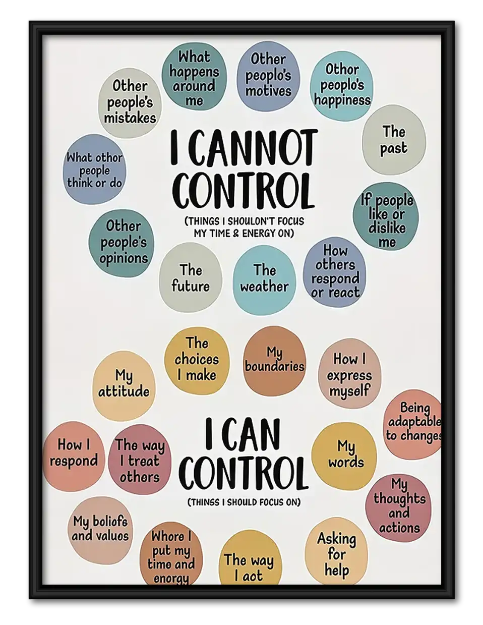 I Cannot Control Typography Wall Art 1