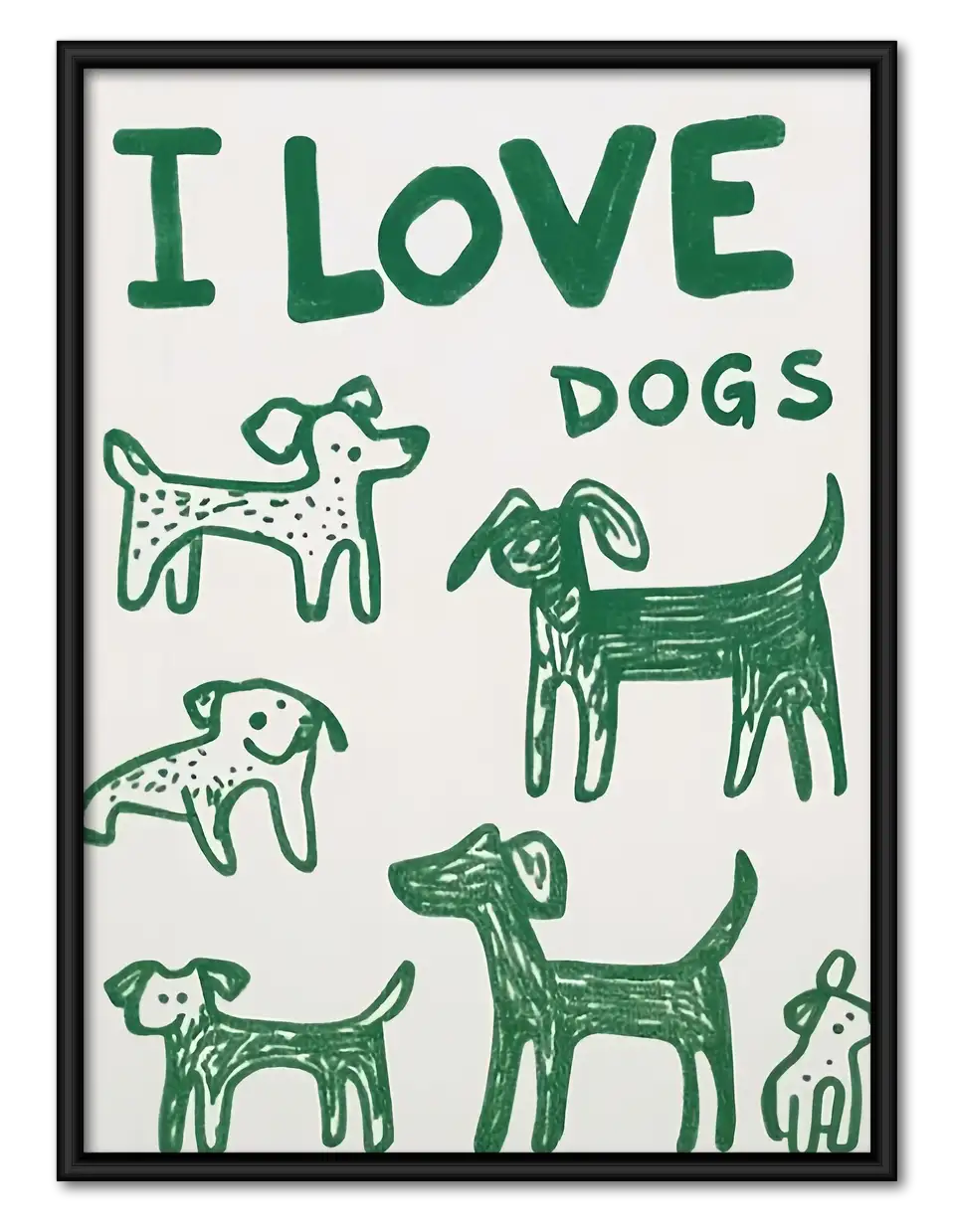 I Love Dogs Typography Wall Art 1