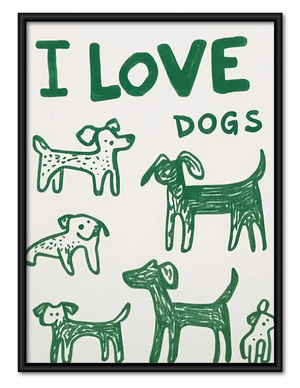 I Love Dogs Typography Wall Art