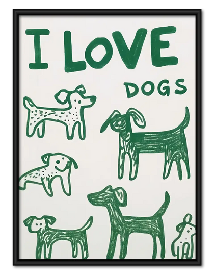 I Love Dogs Typography Wall Art