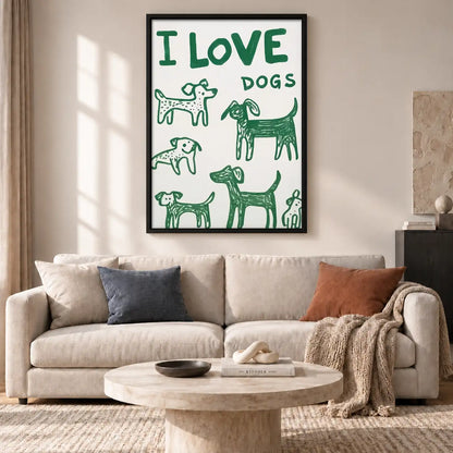 I Love Dogs Typography Wall Art 2