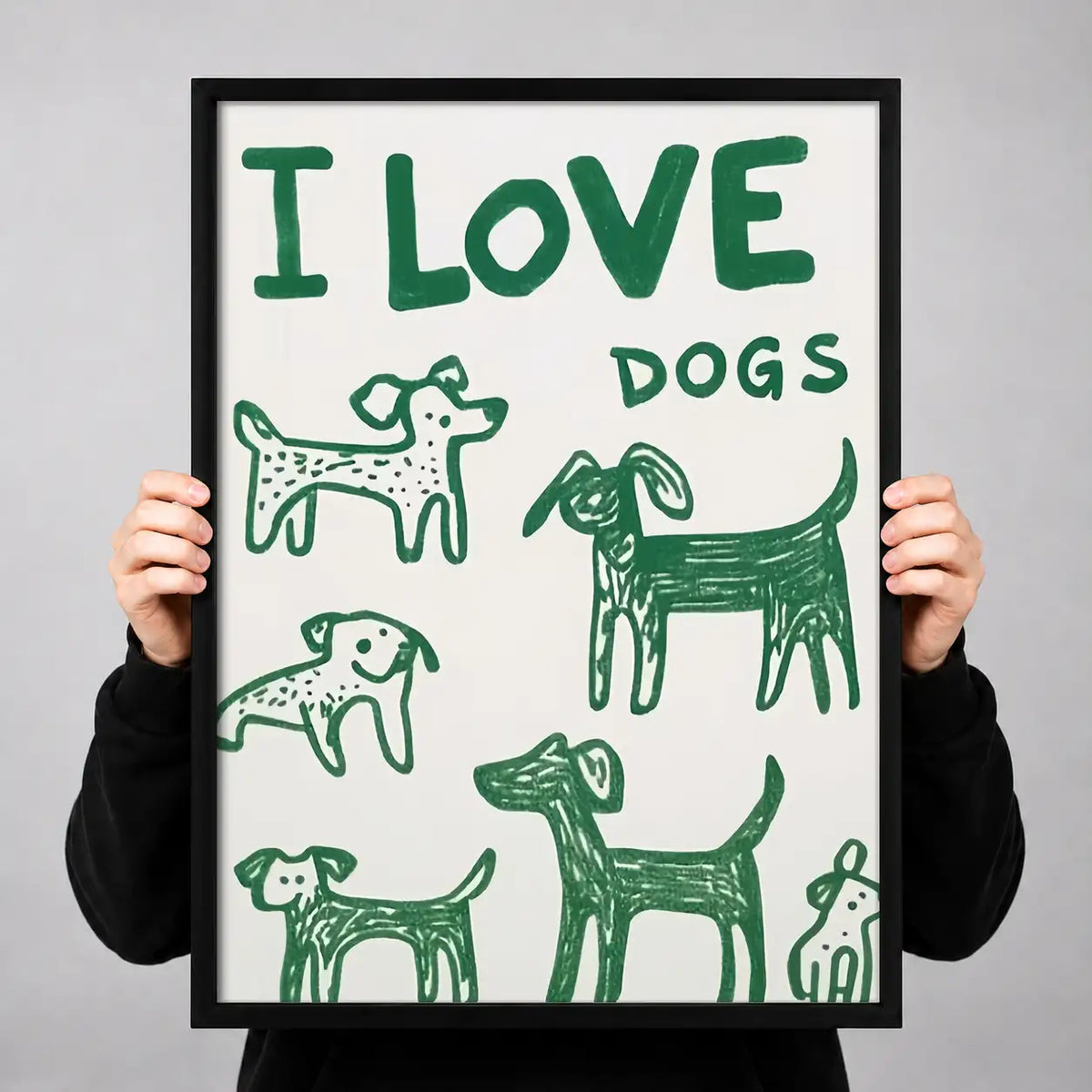 I Love Dogs Typography Wall Art 3