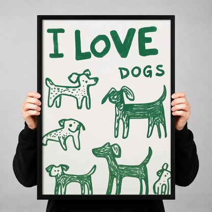 I Love Dogs Typography Wall Art 3