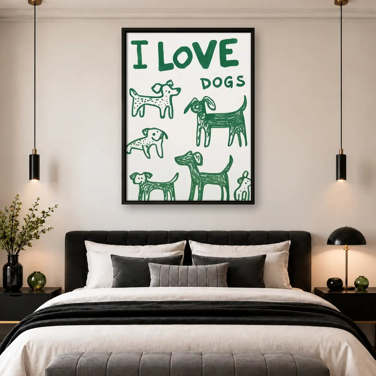 I Love Dogs Typography Wall Art 4