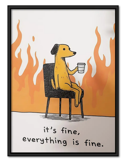 It Is Fine Dog among Flames Wall Art