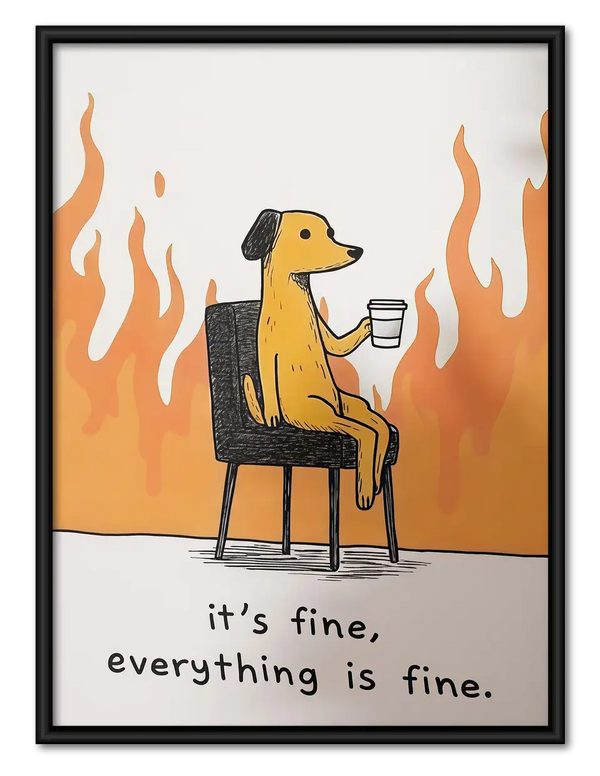 It Is Fine Dog among Flames Wall Art