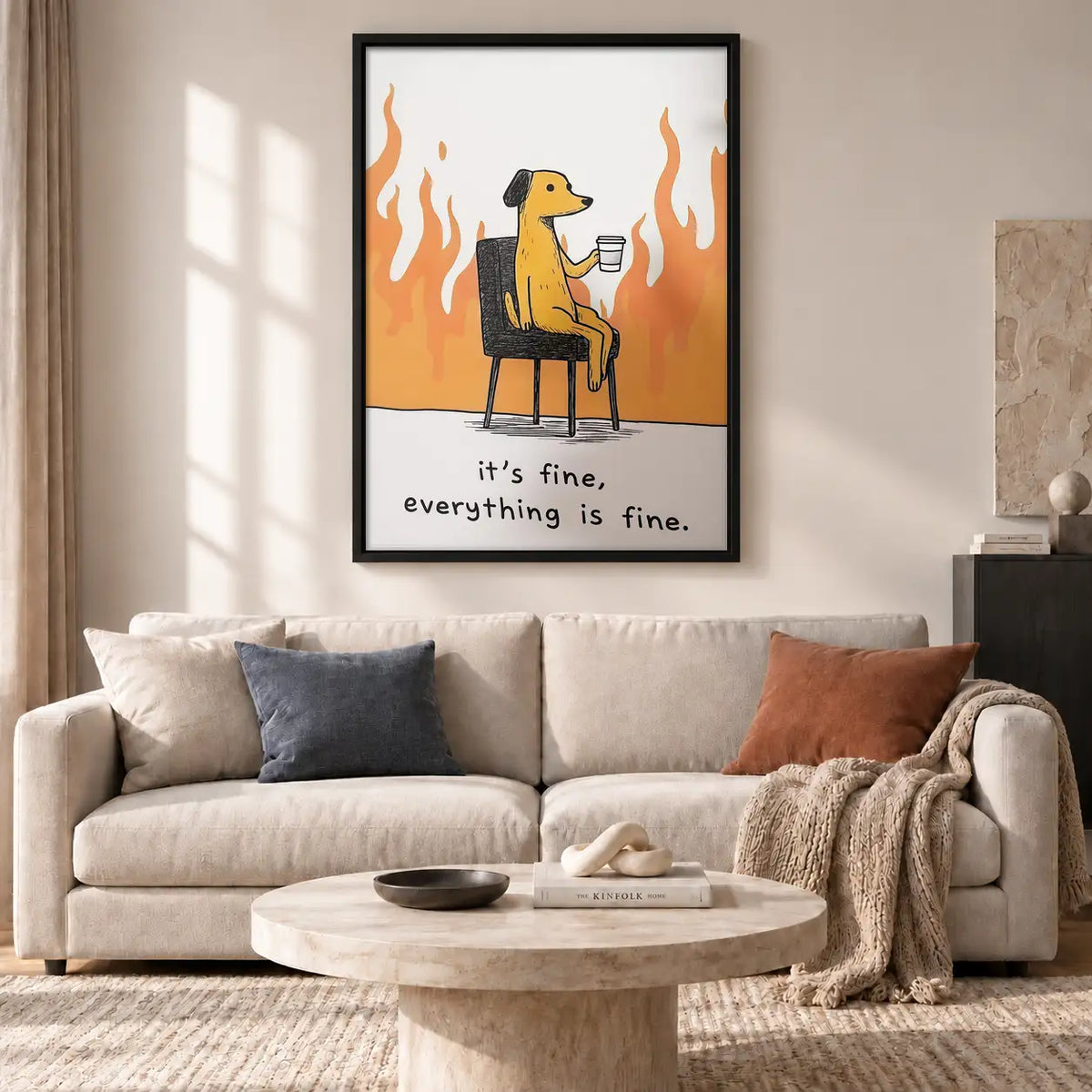 It Is Fine Dog among Flames Wall Art 2