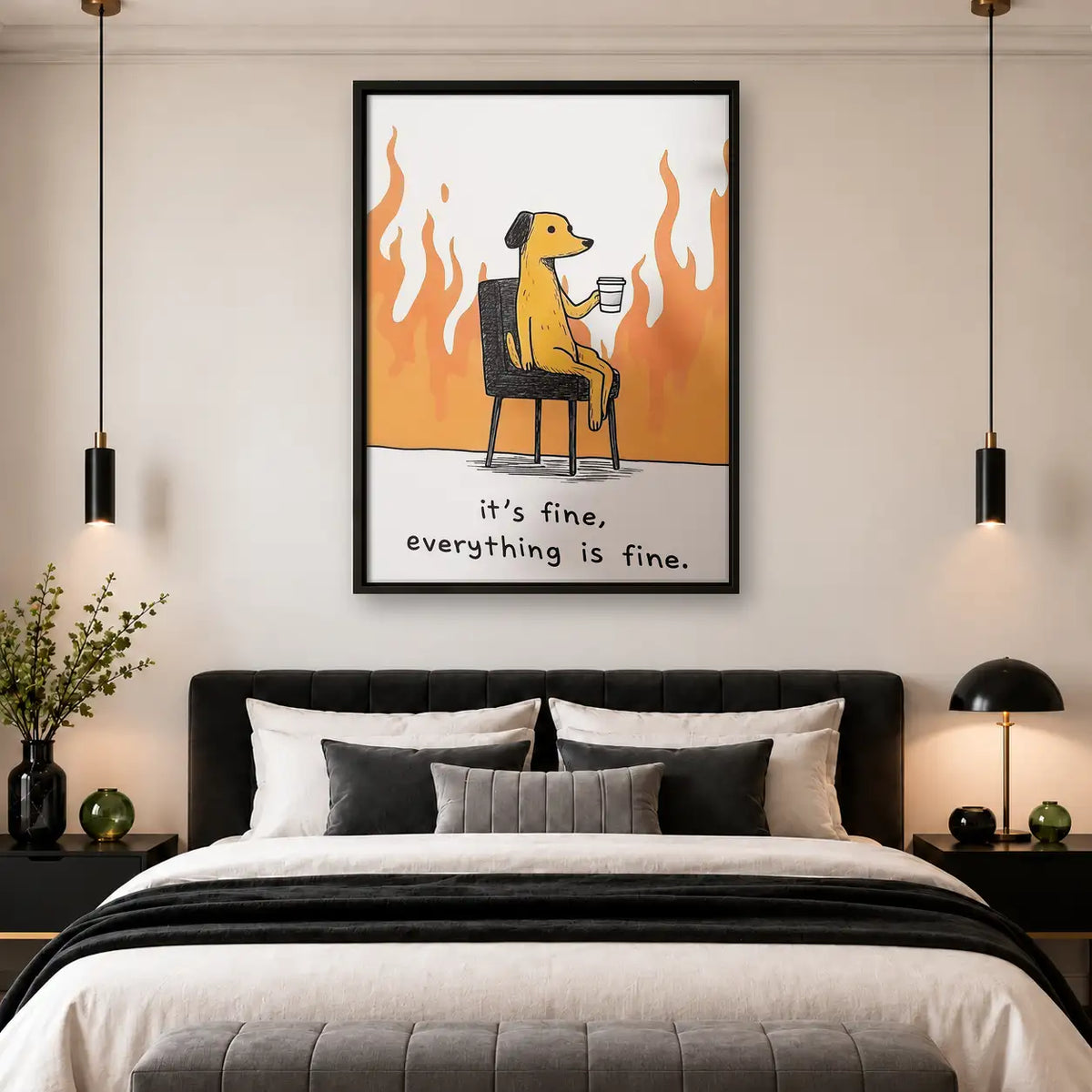 It Is Fine Dog among Flames Wall Art 4