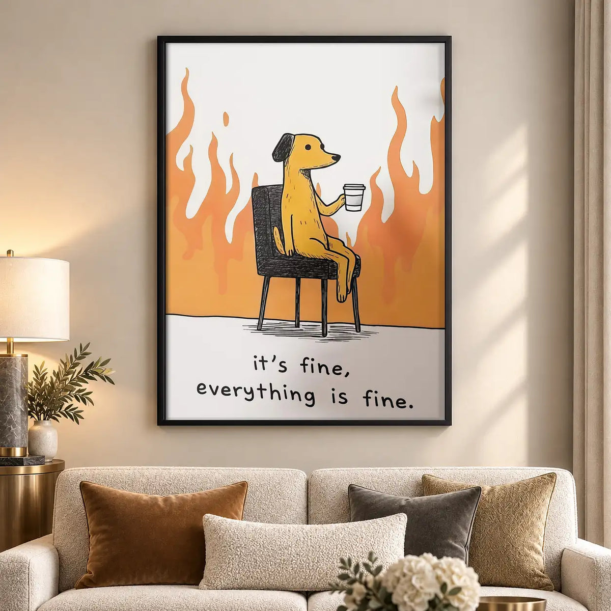 It Is Fine Dog among Flames Wall Art 5