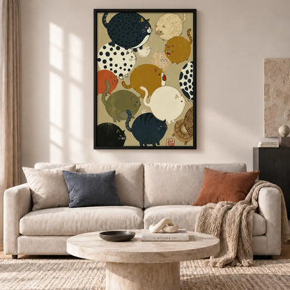 Japanese Cat Circle Pattern Wall Art 2