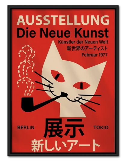 Japanese Modern Art White Cat Poster Wall Art
