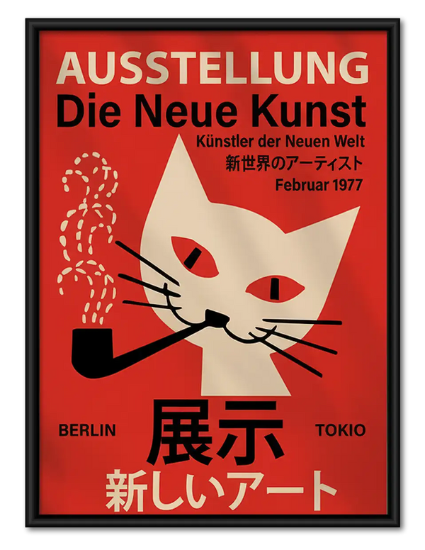Japanese Modern Art White Cat Poster Wall Art