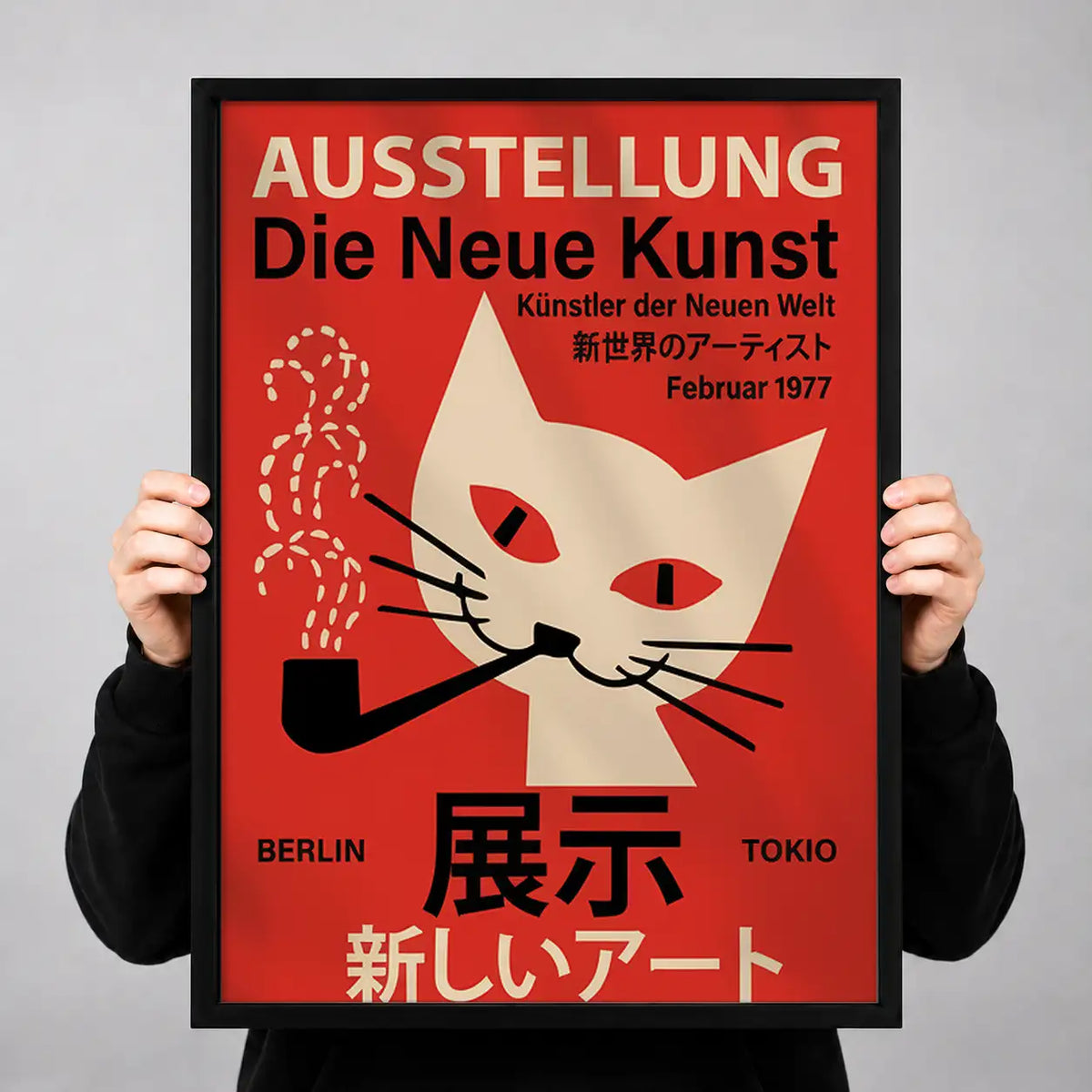 Japanese Modern Art White Cat Poster Wall Art 3