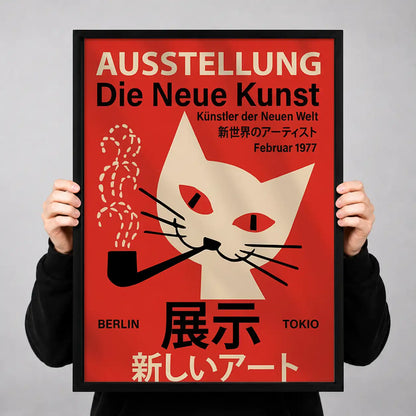 Japanese Modern Art White Cat Poster Wall Art 3