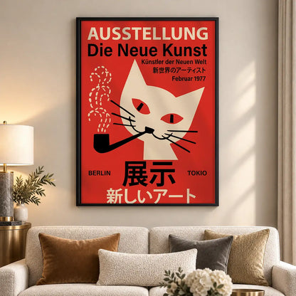 Japanese Modern Art White Cat Poster Wall Art 5