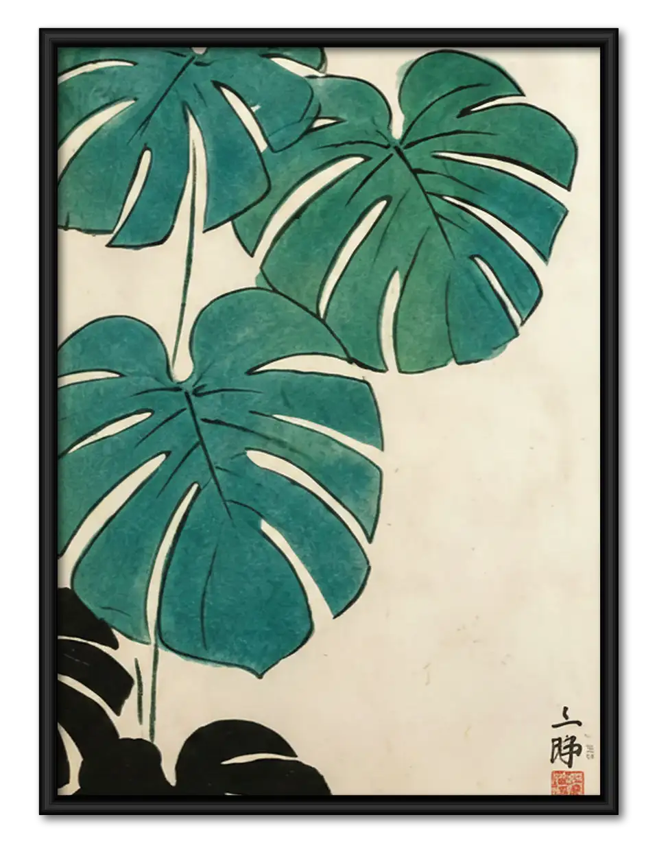 Japanese Monstera Leaf Print Wall Art 1