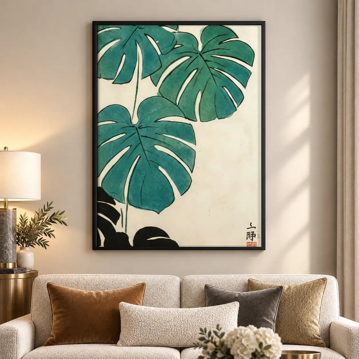 Japanese Monstera Leaf Print Wall Art 5