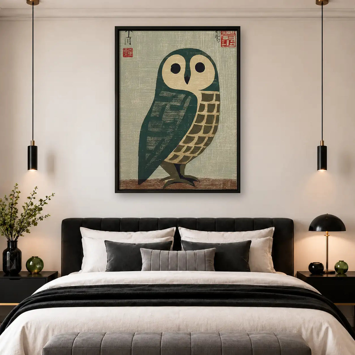 Japanese Owl Graphic Wall Art 4