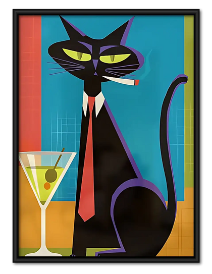Jazz Cat with Martini Wall Art